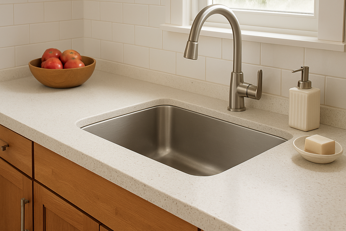 Преимущества установки столешниц из искусственного камня в кухню и ванную